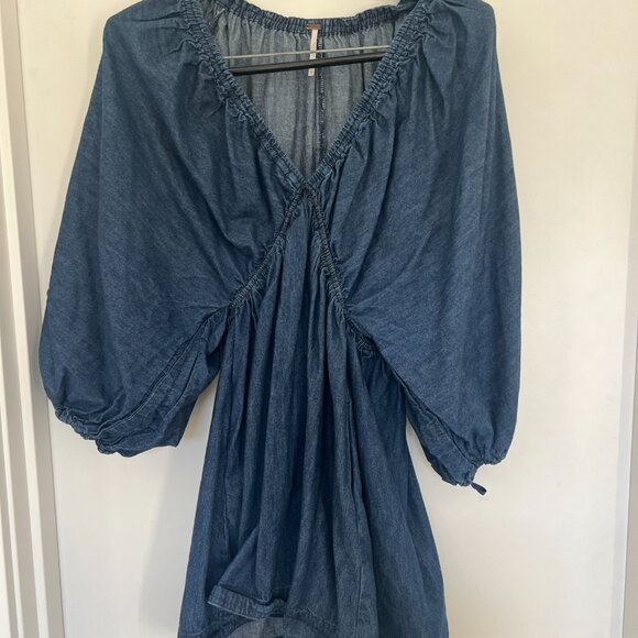 Free People Denim Elastic Flowy Mini Dress - Picture 4 of 6